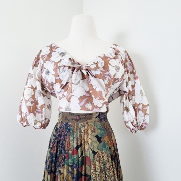 Abercrombie & Fitch Crop Top Puff Sleeve Sweetheart Neckline Short Peasant - Picture 11 of 11